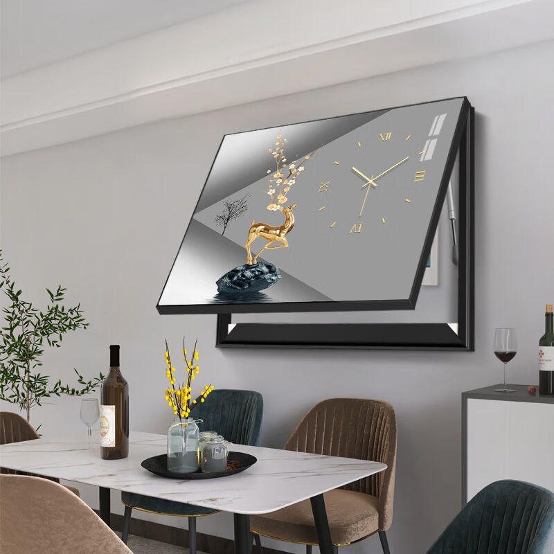 赞璐桐电表箱装饰画竖款带钟表配电箱遮挡挂画餐厅时钟J60横40高