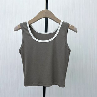 显瘦打底无袖 迪2025夏季 背心T恤女修身 短款 吊带上衣1923 新品