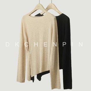 薄款 不规则长袖 打底衫 秋季 洋气上衣 羊毛针织衫 新款 时尚