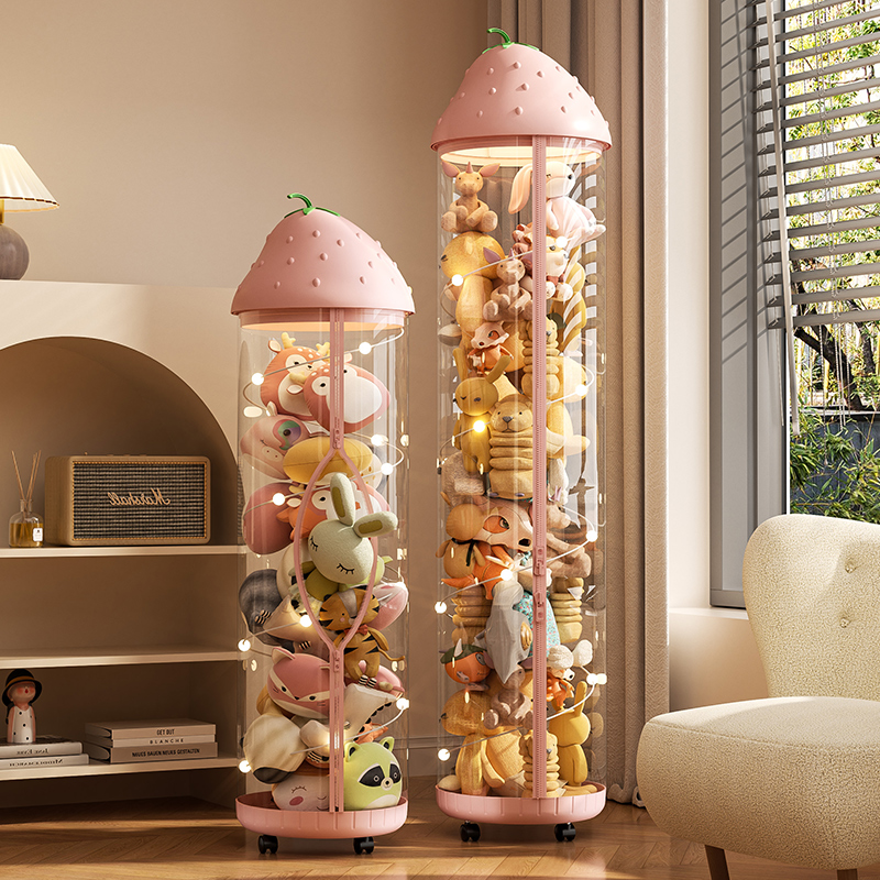 娃娃收纳桶拉链款装毛绒玩具收纳筐儿童放玩偶透明篓公仔整理神器