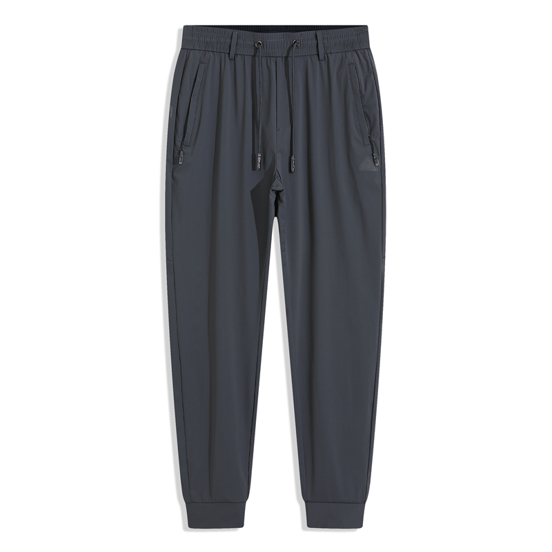 光面侧袋拉链抽绳弹力束脚裤秋季男修身显瘦运动裤男士卫裤秋冬款