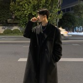 F317 冬季 P128 过膝中长款 风衣宽松呢子外套西装 毛呢大衣男士 韩版