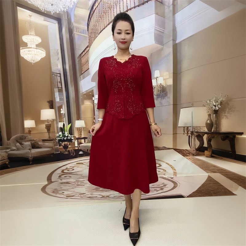气质妈妈婚礼服高贵结婚旗袍高端喜婆婆婚宴装时尚连衣裙平时可穿