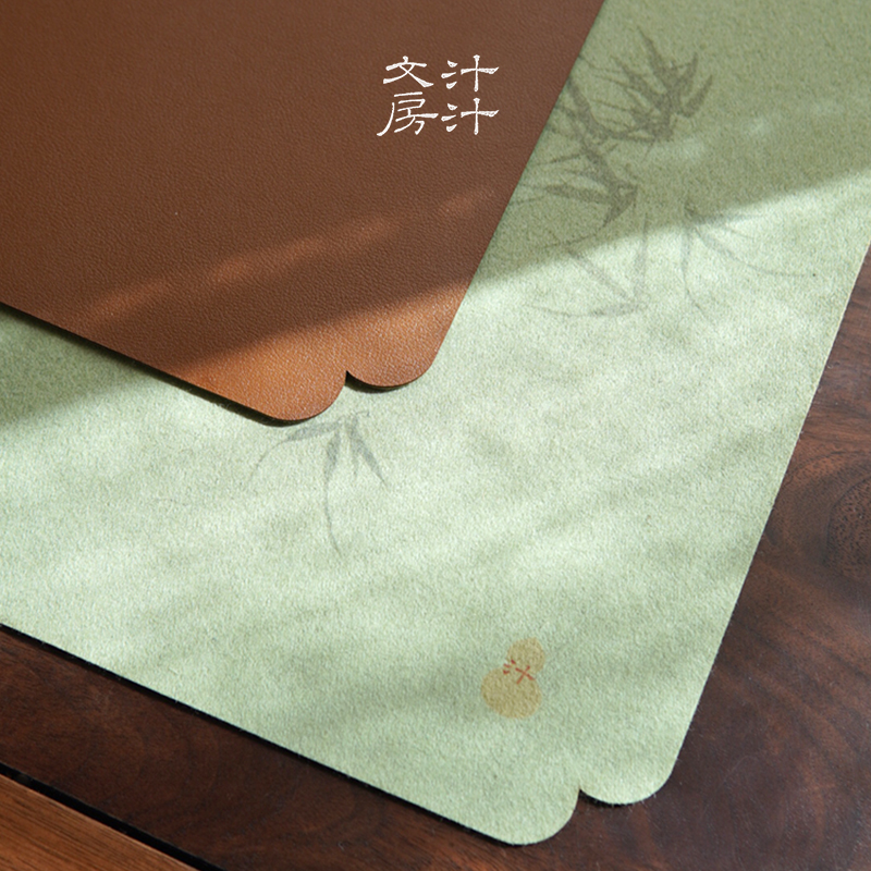 汁汁文房 竹韵 双面书画毛毡垫羊毛皮革 国画毛笔字专用文房四宝