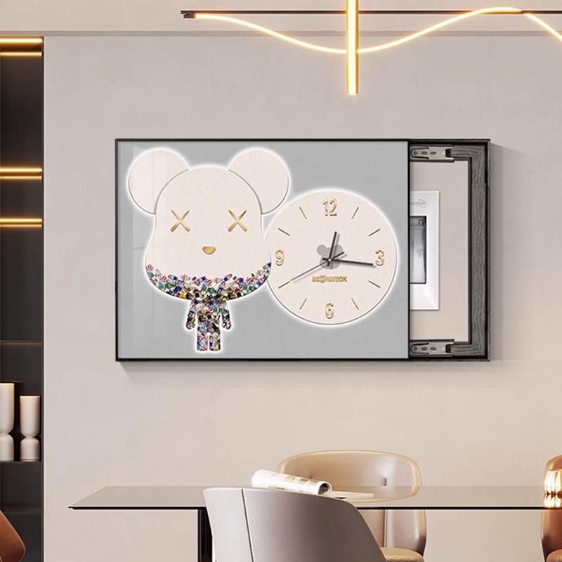 轻奢al202310电箱表打装饰画带钟表配电箱遮挡免孔代简约现挂画太