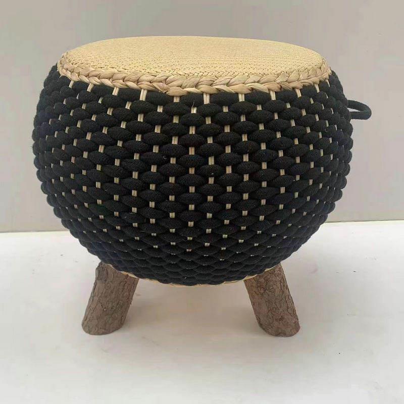 草编坐凳田几园圆乡村矮凳藤用编家凳子768阳台茶凳坐墩时尚小凳