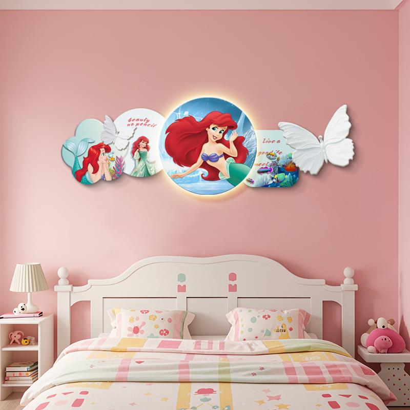 艾莎女房床画通卡儿童房挂画YX848817爱莎孩白雪公头主卧室床头墙