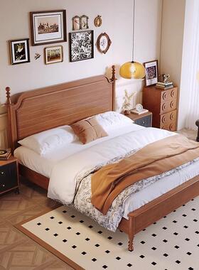 黑色设实木床小户型用卧美式中古风床CZ311#-1家双人婚床大师主计