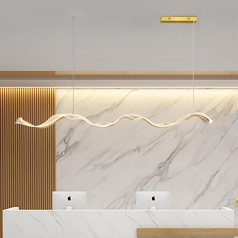 餐129茶厅吊灯现代简约酒店前台设计师艺术带灯吧台室浪波l飘ed灯
