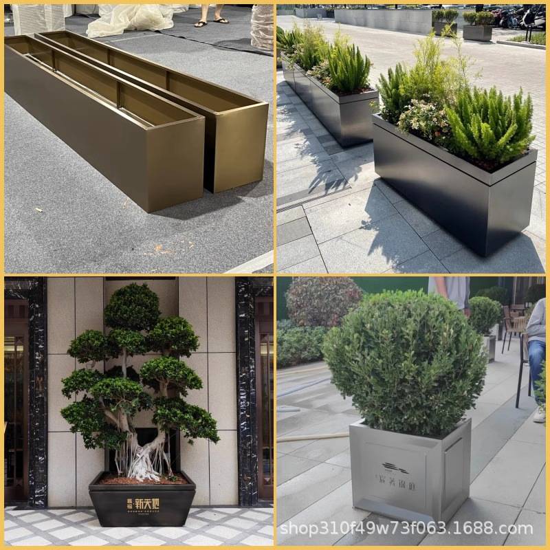 户外不锈钢花箱组合售楼部花盆商业街花坛花架可移动树池市政花槽