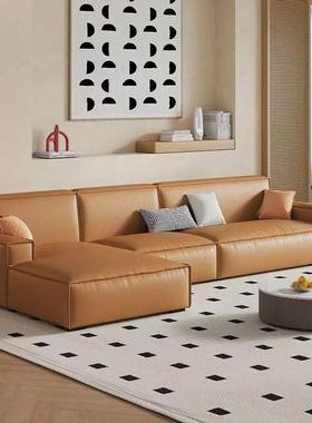 KWC意皮极式简猫爪皮沙约发简现代客厅小户型豆腐块轻奢艺沙发跨境