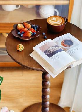 法式复古几美式实木角几小茶几DOM客厅沙发床头桌边阳台休闲桌子圆几