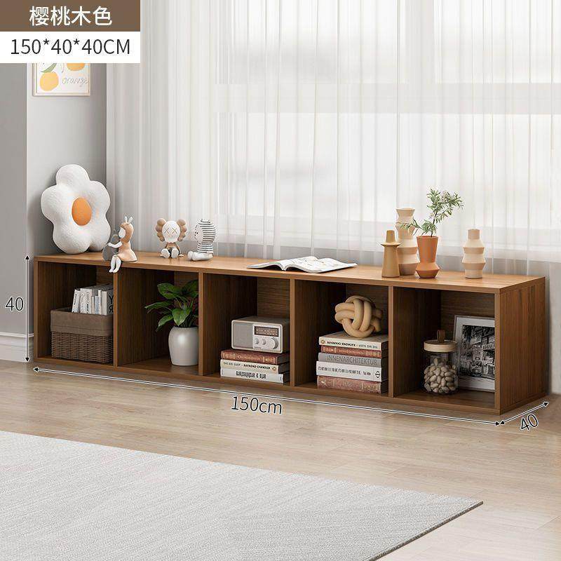 架简易实木矮书架落地置物简约子柜OTL书柜家用客厅格储物柜电视