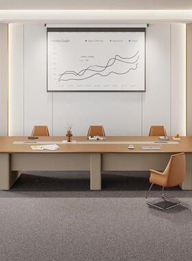 现大型桌会议条长桌代简约高档长方形长开会洽谈办公会议桌椅JUX