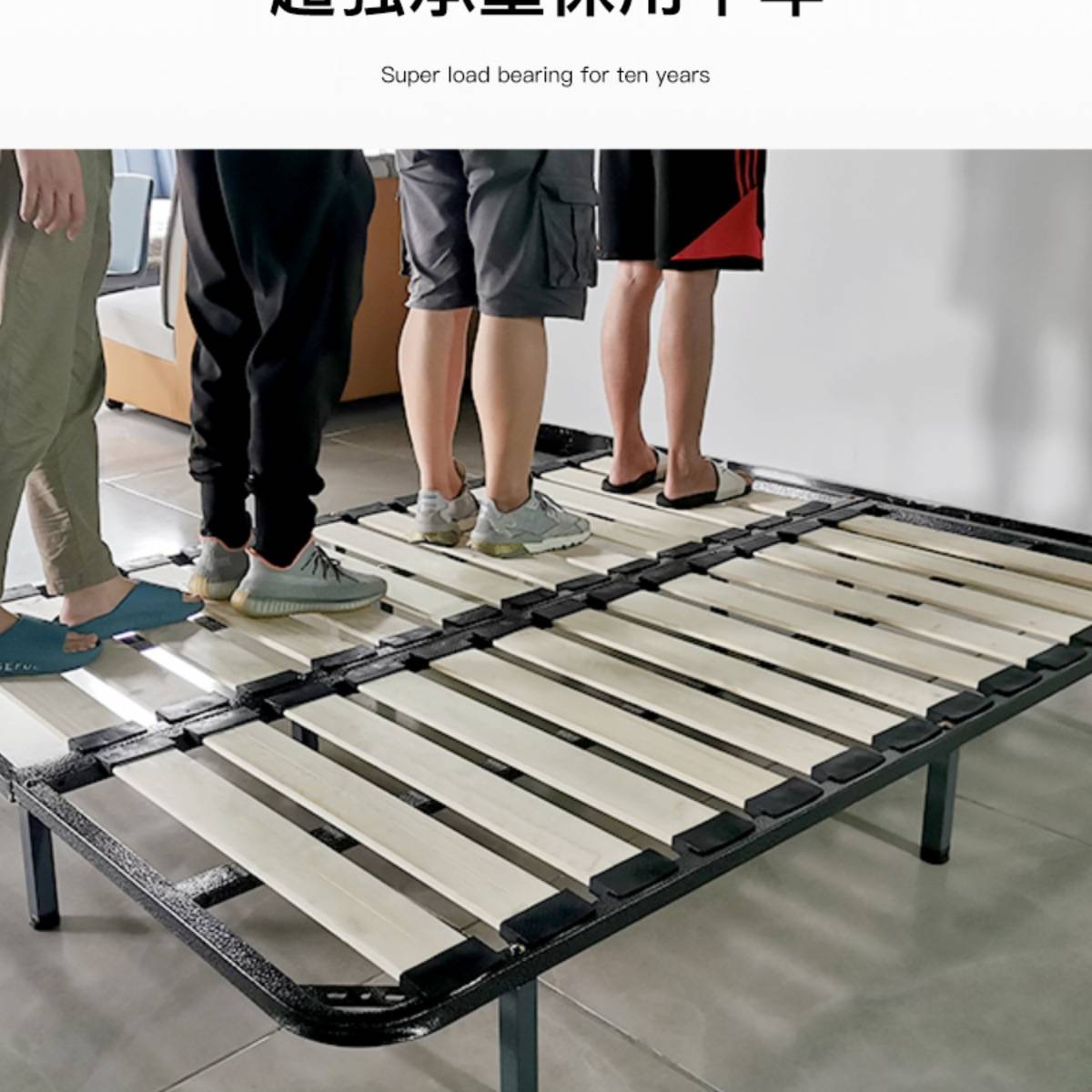 加厚实木床架子排骨架1.8米钢木硬床板防潮折叠榻榻米1.5密龙骨架