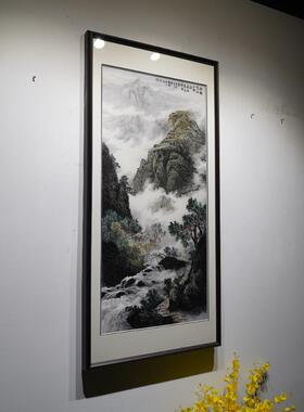 竖副大气山水画纯手工绣刺苏绣成品带装框玄包安装关过道客88035