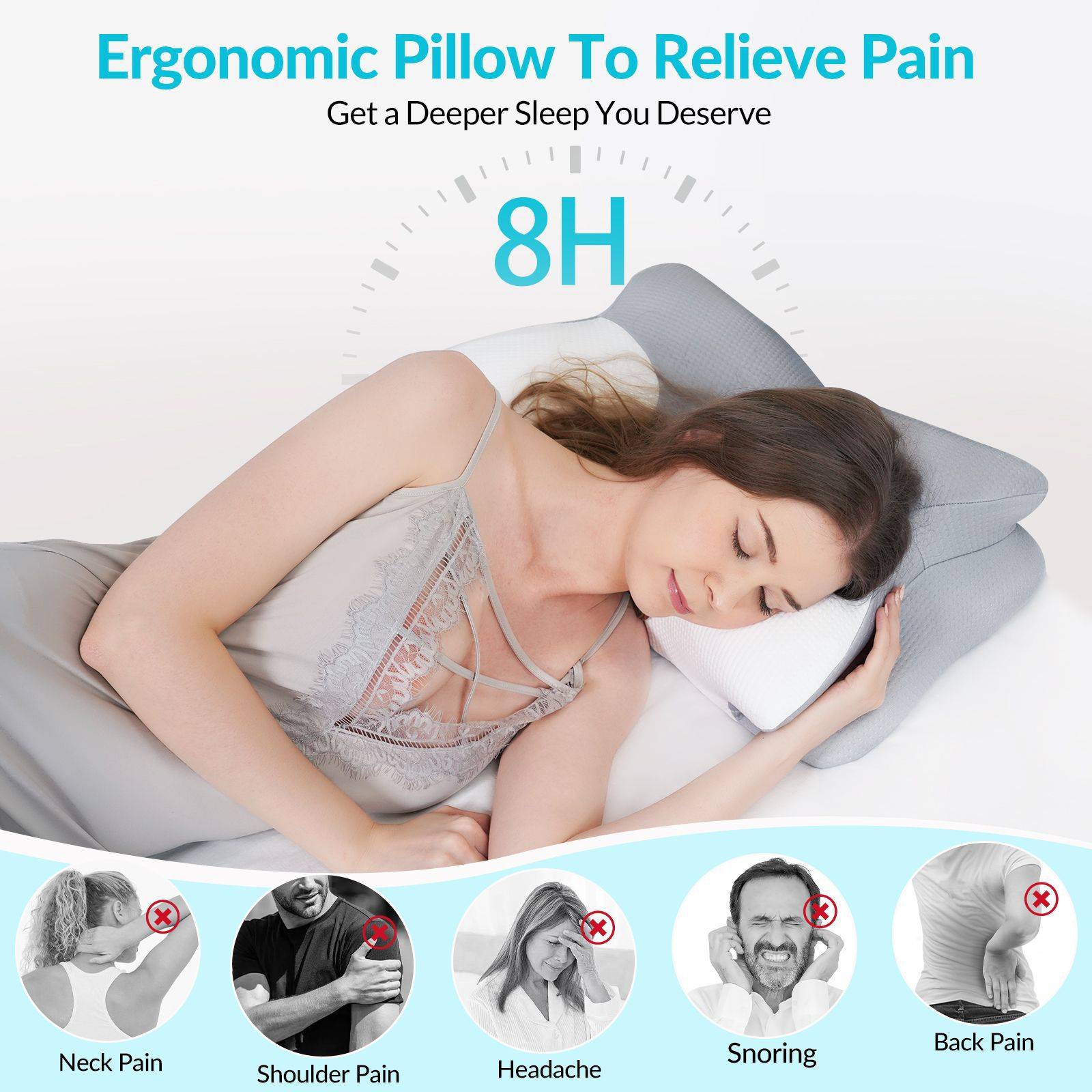 记忆棉鱼尾枕头加厚不塌陷护颈枕助睡眠蝴蝶慢回弹记忆棉枕头