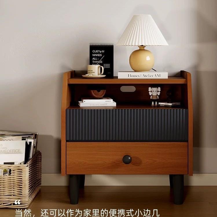 床复古实木客收厅床头柜室家用边纳储物柜小型迷你卧双抽屉床边柜