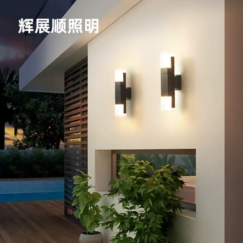 led双头壁灯方形户外楼梯过道防水亚克力创意外墙灯庭院阳台壁灯