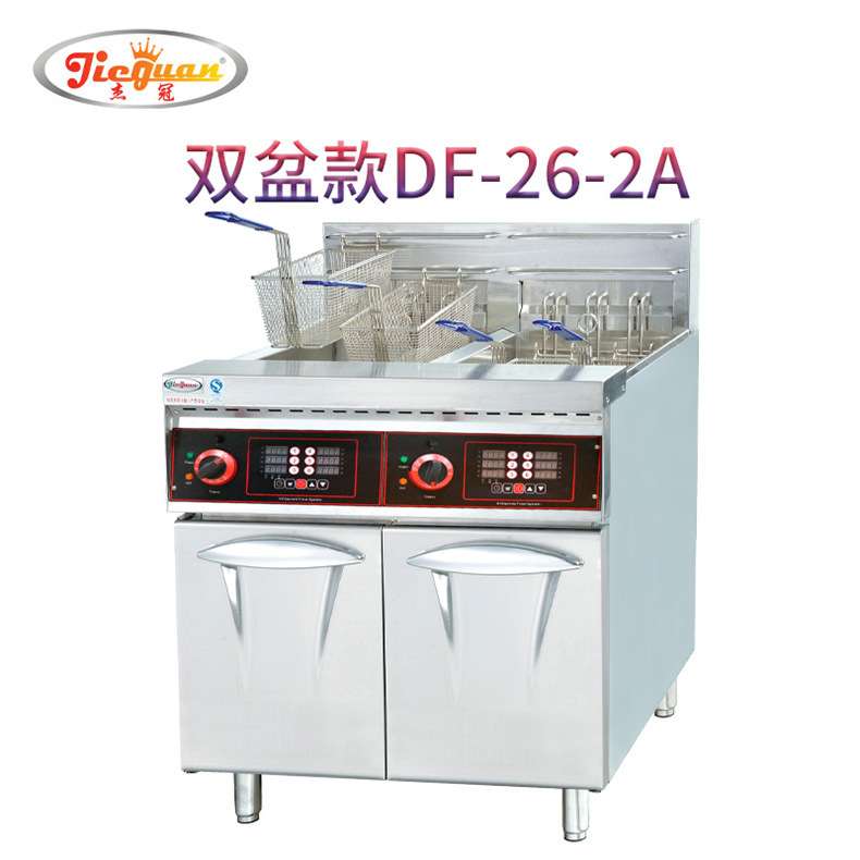 杰冠DF-26-2A 双缸四筛电炸炉带计时器商用大型双缸油炸机油炸锅
