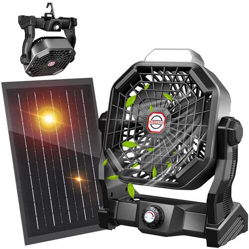 Camping Fan 10400mAh Solar Fan 7W rechargeable solar fan LED