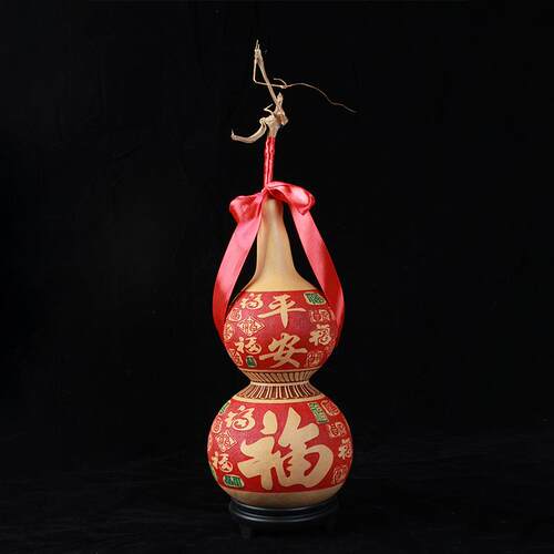 平安福缠龙头天然大葫芦家居客厅摆件