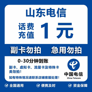 山东电信话费充值 1元 快充直充 30分钟自动充值快速到账