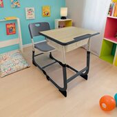 学校课桌椅C型中小学生可升降桌椅培训班辅导专用加厚单人课桌椅