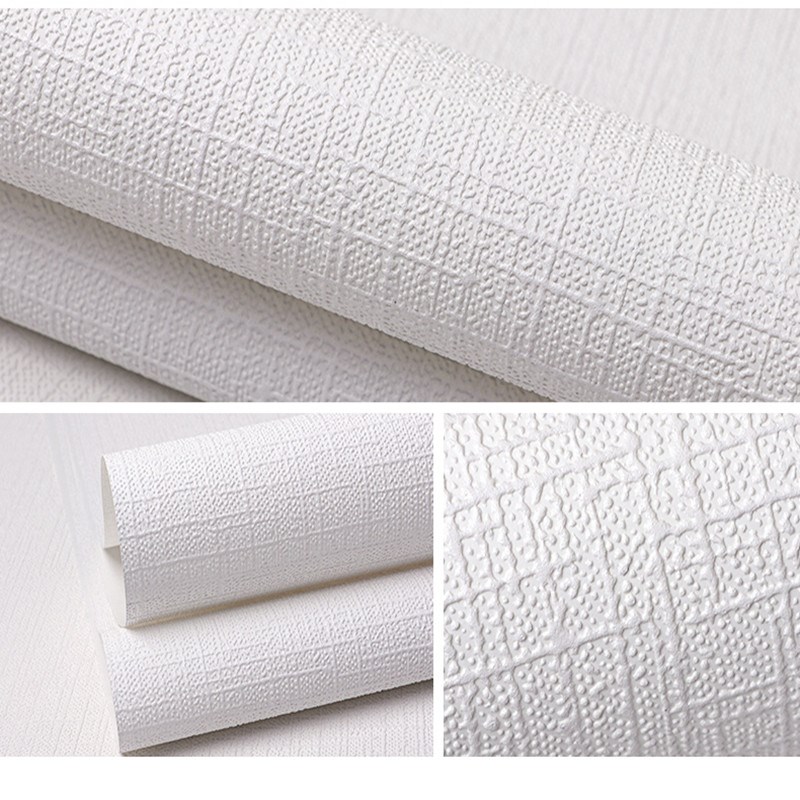 现代简约无纺布白色格子墙纸 客厅卧室书房婚房满.铺纯色壁纸