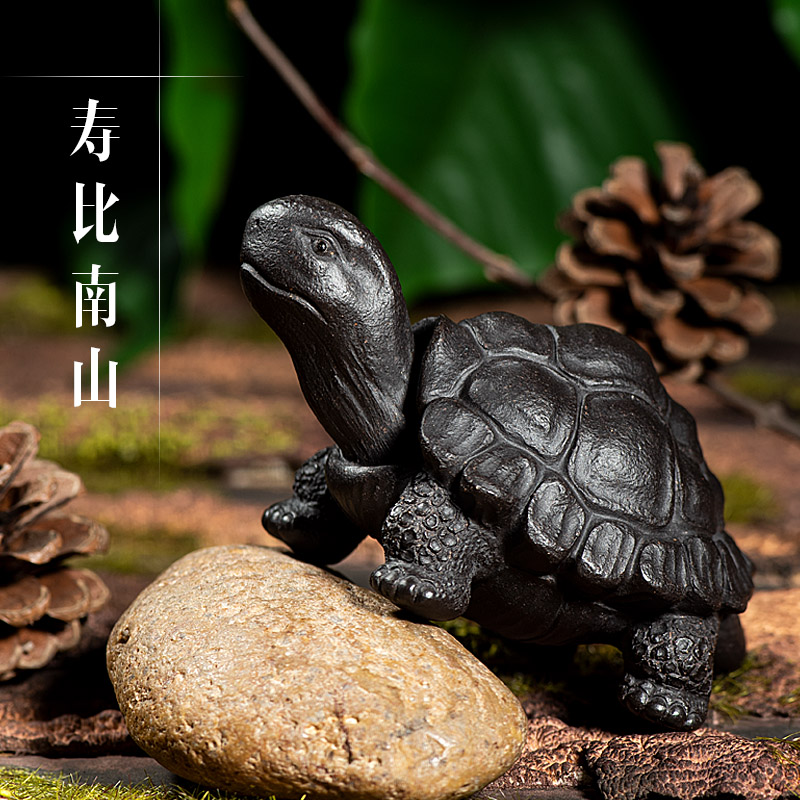 茶宠紫砂可养小乌龟摆件寿龟雕塑茶玩茶盘装饰S小件精美贺寿礼品