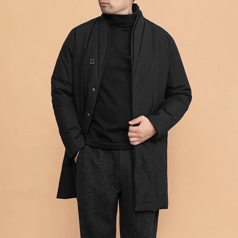 Taridean/塔尼德安秋冬新款羽绒服男时尚中国风全棉中长款外套男