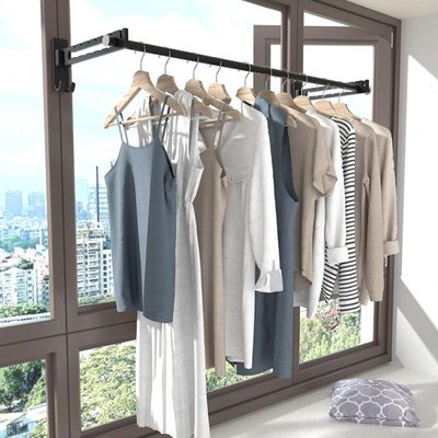 阳台不锈钢窗框晾衣架卫生间挂衣杆两头固定式支架托挂衣杆免打孔