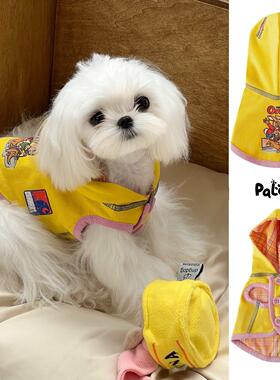 PalettePet秋冬宠物服装猫咪狗狗网红黄色做旧幸运兔无袖帽衫外套