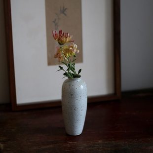 手工拉坯日式陶瓷小花插 陶泥铁斑古朴花瓶 家居饰品鲜切花器花艺