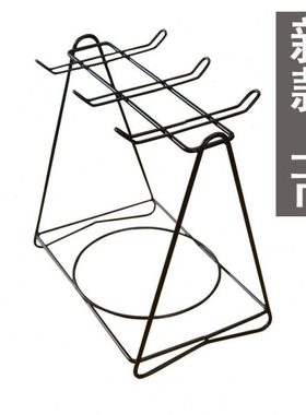 不锈钢咖啡杯架悬挂免钉隔板水杯架创意厨房用品收纳架铁杯架子