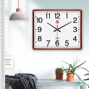 上海555三五牌静音挂钟客厅办公室现代简约大气石英钟长方形钟表