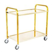 不锈钢镀金二层餐车 商用餐厅移动送餐多功能酒水车 小推车