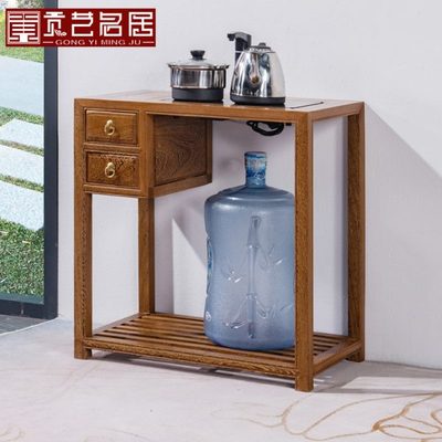 红木家具鸡翅木电磁炉茶几新中式边几实木阳台小茶台带抽屉小茶桌