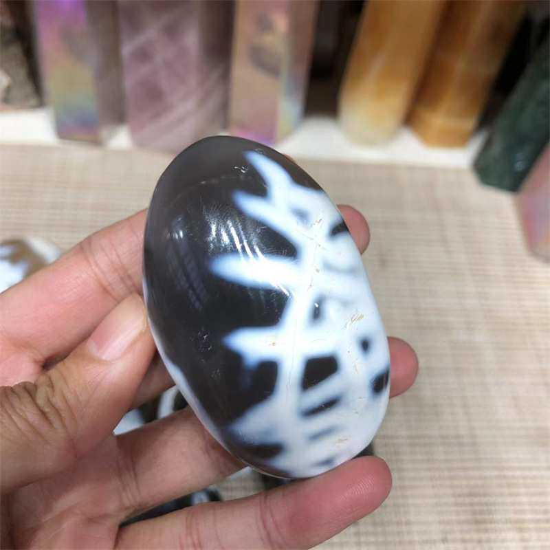 天然花玛瑙把玩虎鲸玛瑙把玩手把件办公家居装饰摆件大颗粒裸石