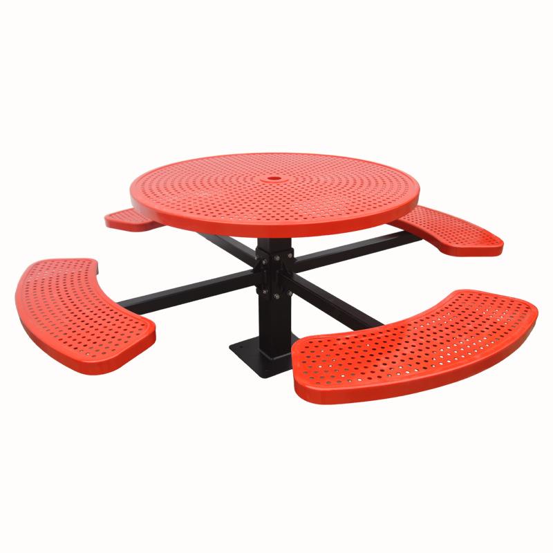 46”圆形地面安装户外商用桌椅重型高耐久强耐腐热塑性室外野餐桌
