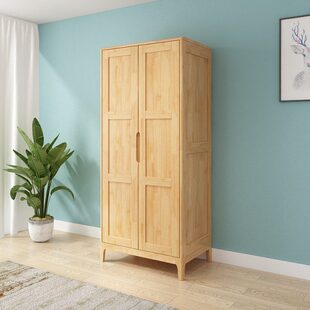 北欧风格实木衣柜两门家用三门原木橡木衣柜现代简约卧室主卧衣橱