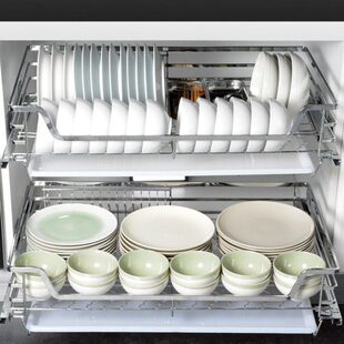 厨房拉篮304不锈钢650 700 750 800 850 900柜体碗碟篮橱柜拉蓝