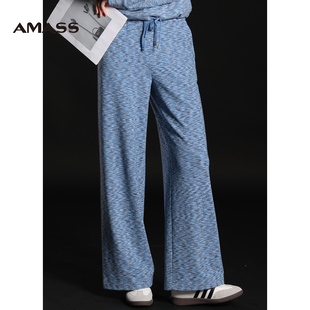 松紧腰休闲长裤 5100586 高腰宽松舒适时尚 阿玛施百搭休闲裤