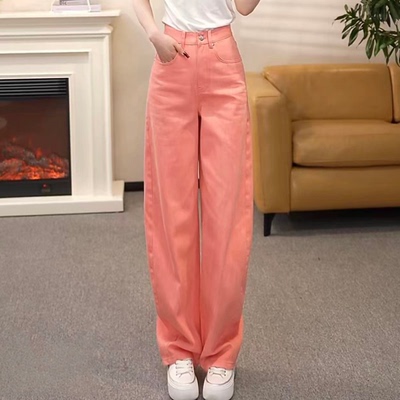 阿玛施慵懒风宽松蓝色弯刀牛仔裤