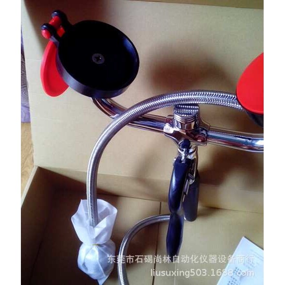 全铜加厚台式移动双头洗眼器 实验室、验厂双口抽取式移动洗眼器