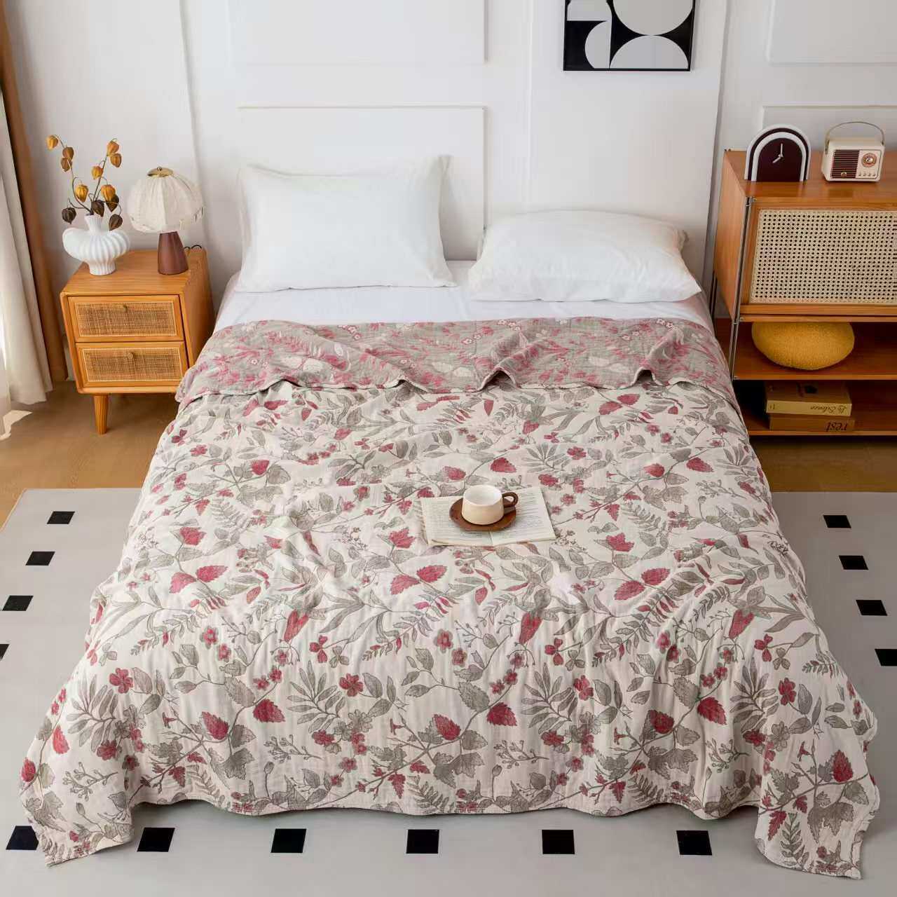 a类盖毯 跨境多层纱布40单纱机洗夏凉被 外贸订购纯棉毛巾被