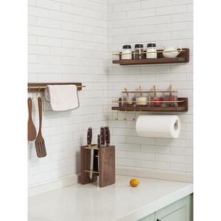 厨房置物架实木免打孔壁挂式锅盖架调料架厨具挂架家用刀架收纳架