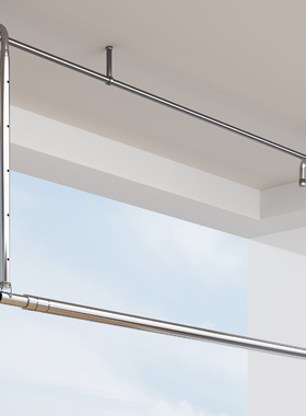 晾衣架家用阳台伸缩晾衣杆升降凉衣捍吊挂不锈钢免打孔晒被子神器