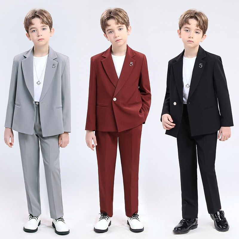 儿童休闲西装春夏新款男童韩版主持走秀演出服高级感帅气西服套装