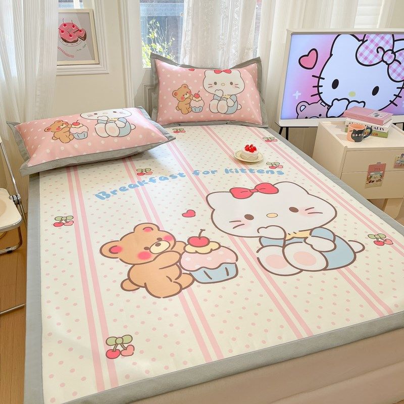 卡通可爱凉感冰丝凉席夏季软席子学生宿舍单人1.5米1.8m床上用品